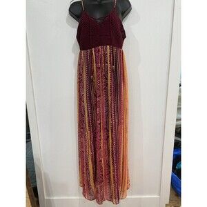 READ! Sz L Xhilaration Floral Sleeveless Maxi Dress Women's Tassel Knit Boho